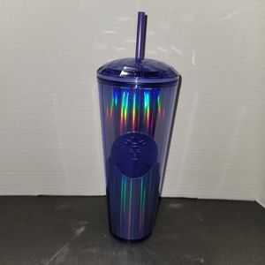 Starbucks Iridescent Purple Kaleidoscope Dome Lid Tumbler Straw 24oz 2022 New